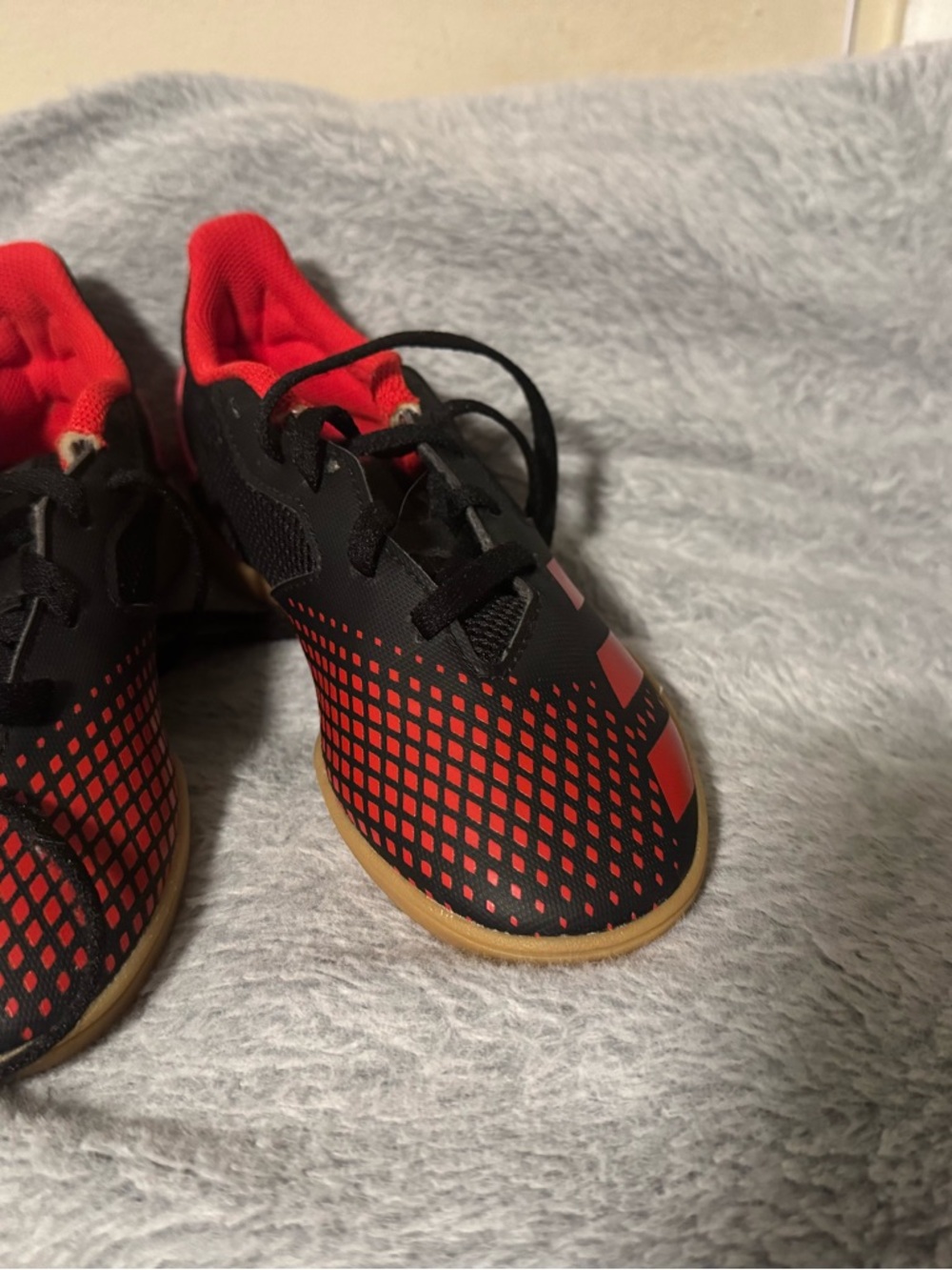 adidas Kids Black and Red Indoor Soccer Shoes
